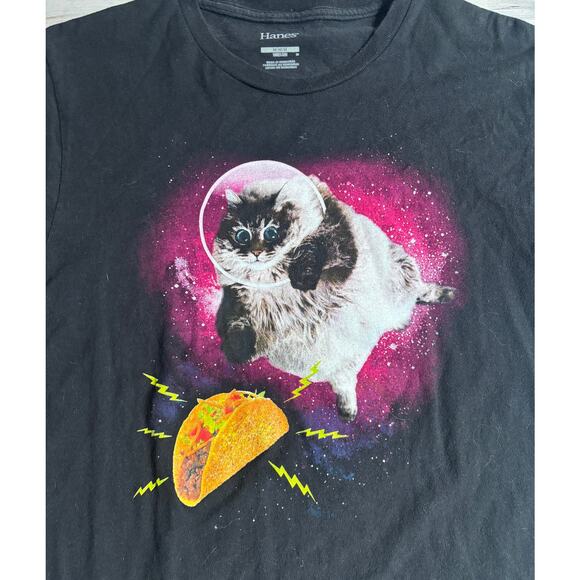 Funny Astronaut Kitty Cat Taco Cat Tee Tshirt Women's sz M - Picture 2 of 2